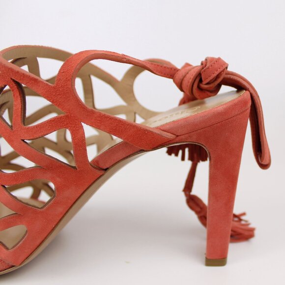 NEW CHLOÉ Tassel Lace-up Caged Suede Heel Sandals – Celebrity Worn, Summer Party - Picture 13 of 16